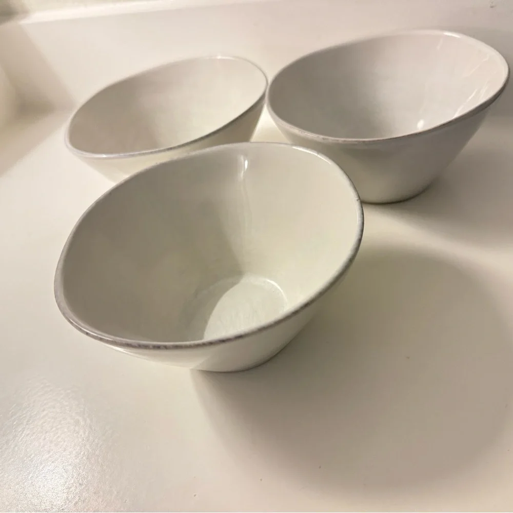Crate And Barrel Bowl set Mercer White Soup Cereal Artisanal‎ Textured Qty 3